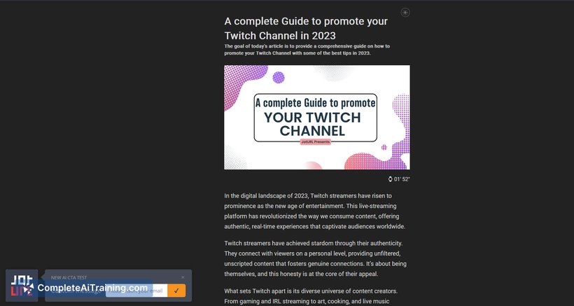 joturl ai-driven call-to-actions preview