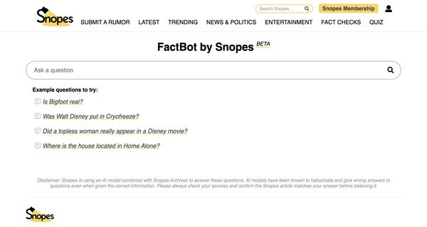 snopes factbot preview